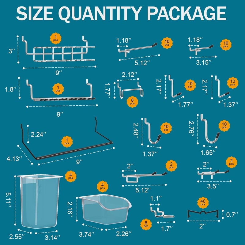 Daanxw Peg Board Kit, Includes Pegboard and Accessories,with Hooks and Bins,Peg Board Wall Organizer for Office,Ornaments Display,Crafts Organization (129, White) - Image 3